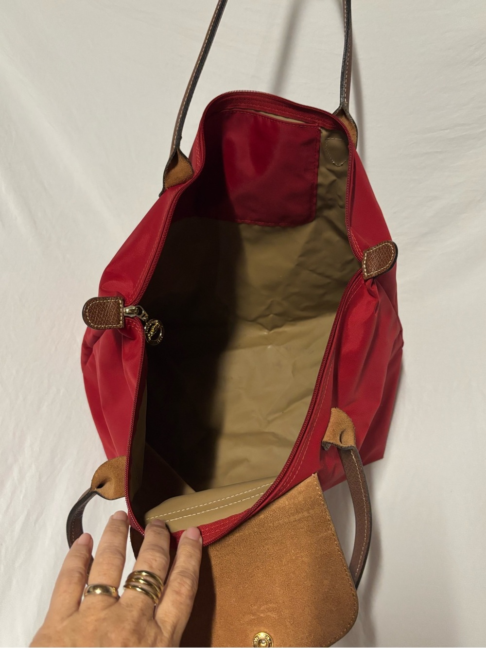 Longchamp LePliage Large Red Tote - Picture 13 of 15